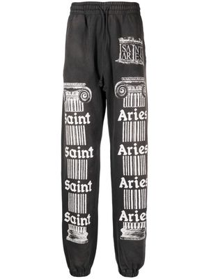 SAINT MXXXXXX slogan-print cotton track pants - Grey