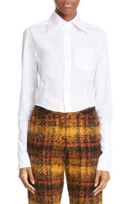 SAINT SINTRA Classic Cotton Button-Up Blouse in White