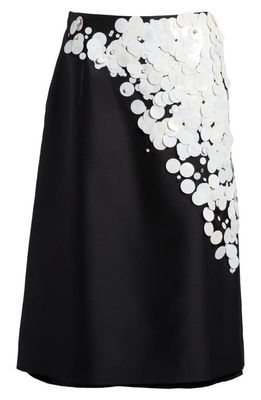 SAINT SINTRA Paillette & Swarovski Crystal Embellished A-Line Wool & Silk Skirt in 100999 Black /Crystal