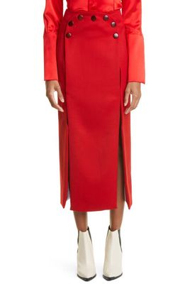 SAINT SINTRA Sailor Wool Midi Skirt in Red