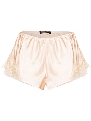 Sainted Sisters Scarlett lace-trim silk shorts - Neutrals