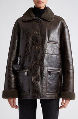 Saks Potts Ada Genuine Shearling Reversible Jacket in Distressed Brown