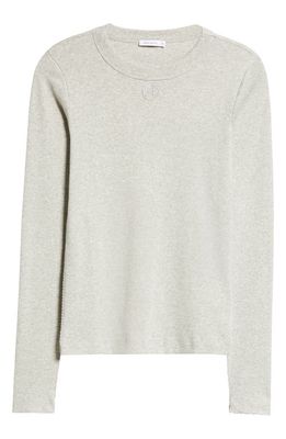 Saks Potts Eloise Logo Long Sleeve Organic Cotton Rib T-Shirt in Grey Melange 