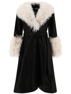 Saks Potts "Foxy" contrasting-collar coat - Black