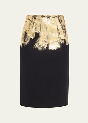 Salby Foil Pencil Wool Skirt