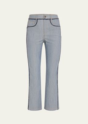 Sallie Piped Cropped Bootcut Denim Pants