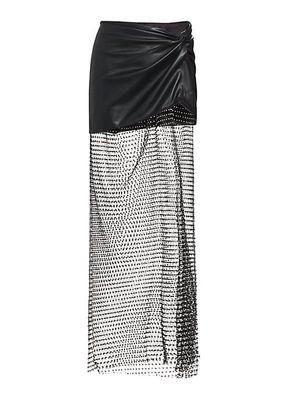 Salome Faux Leather & Mesh Maxi Skirt