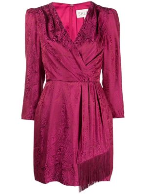 Saloni abstract-pattern silk minidress - Pink