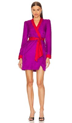 SALONI Bibi Piped Dress in Purple