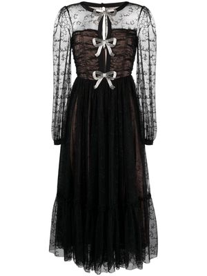 Saloni bow-detailing silk dress - Black
