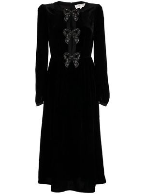 Saloni Camille bow-embellished velvet dress - Black