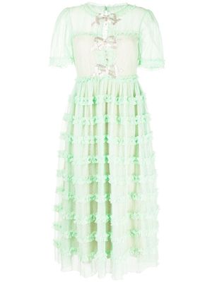 Saloni Camille ruffled midi dress - Green