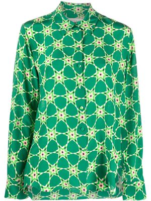 Saloni graphic-print organic-silk shirt - Green
