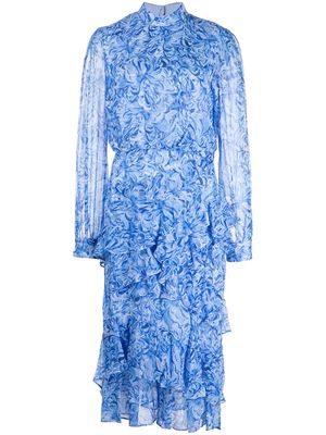 Saloni Isa ruffle silk dress - Blue