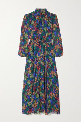 Saloni - Jacqui-b Printed Silk Crepe De Chine Maxi Dress - Blue