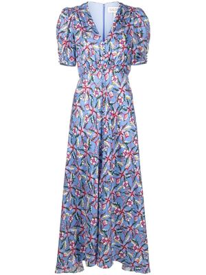 Saloni Lea floral-print midi dress - Blue