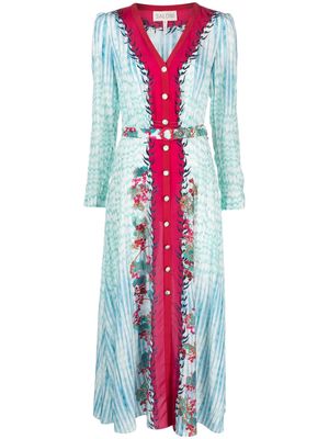 Saloni Lea floral-print silk maxi dress - Blue