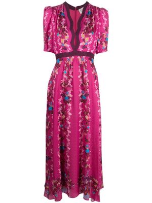 Saloni Tabitha floral-print silk dress - Pink