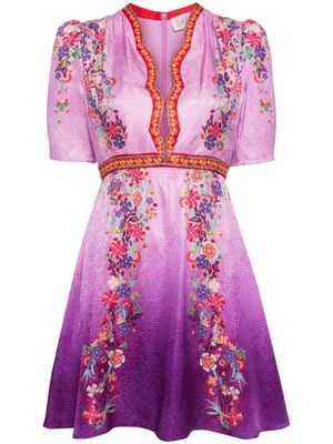 Saloni Tabitha floral-print silk minidress - Purple