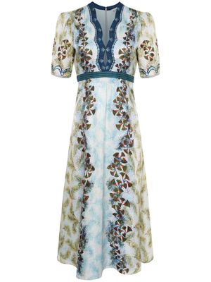 Saloni Tabitha silk midi dress - Blue