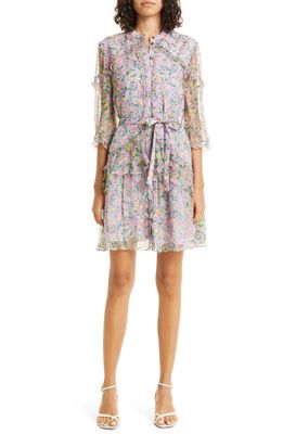 SALONI Tilly Ruffle Silk Dress in Passionfruit