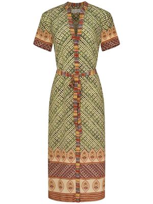 Saloni Vicki mosaic-print midi dress - Green