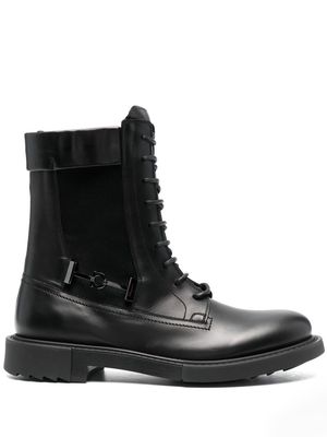 Salvatore Ferragamo 40mm lace-up leather combat boots - Black