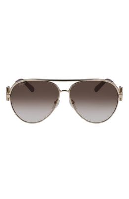Salvatore Ferragamo 60mm Gradient Aviator Sunglasses in Gold/Brown Gradient