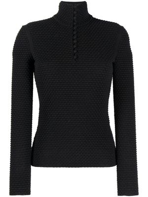 Salvatore Ferragamo buttoned open-knit jumper - Black
