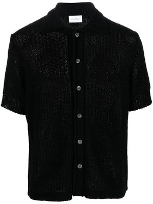 Salvatore Ferragamo buttoned-up knitted polo shirt - Black
