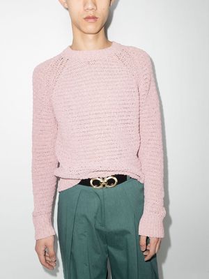 Salvatore Ferragamo crochet knit crew neck jumper - Pink