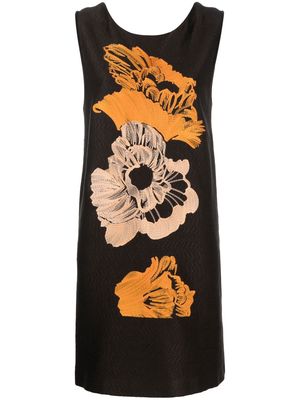 Salvatore Ferragamo embroidered-floral detail dress - Brown