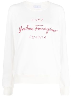 Salvatore Ferragamo embroidered logo jumper - White