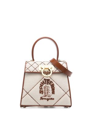 Salvatore Ferragamo embroidered Top Handle tote bag - Neutrals