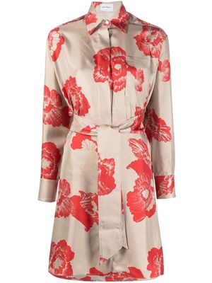 Salvatore Ferragamo floral print belted shirt dress - Neutrals