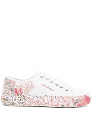 Salvatore Ferragamo floral-print lace-up sneakers - White