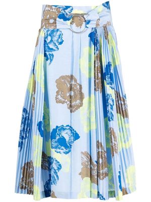 Salvatore Ferragamo floral-print midi skirt - Blue