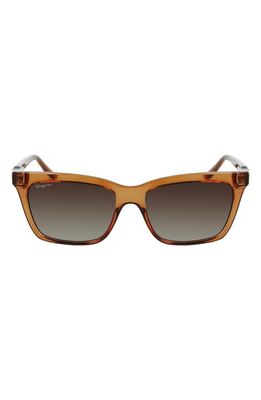 Salvatore Ferragamo Gancini 54mm Rectangular Sunglasses in Brown