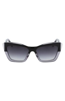 Salvatore Ferragamo Gancini 56mm Rectangular Sunglasses in Crystal Grey/Black