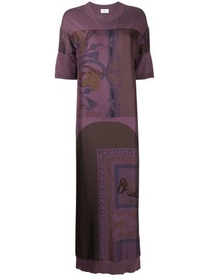 Salvatore Ferragamo heritage-print knitted maxi dress - Purple