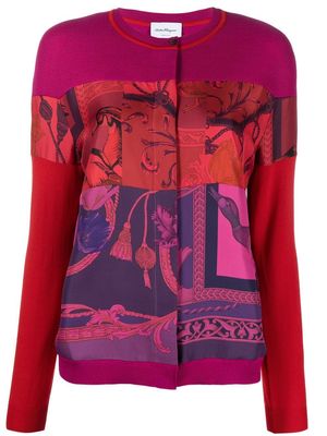 Salvatore Ferragamo heritage-print panelled cardigan - Pink