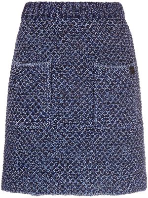 Salvatore Ferragamo high-waisted tweed miniskirt - Blue
