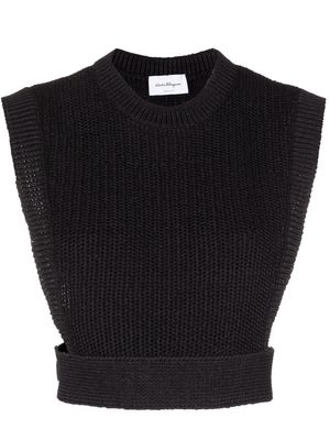 Salvatore Ferragamo intarsia-knit cropped top - Black