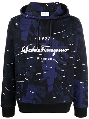 Salvatore Ferragamo logo-embroidered hoodie - Blue