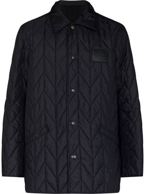 Salvatore Ferragamo logo-patch buttoned quilted jacket - Black