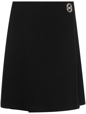 Salvatore Ferragamo logo-plaque wrap mini skirt - Black