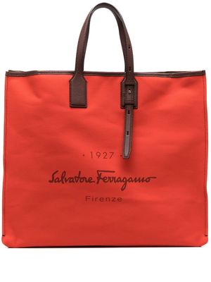 Salvatore Ferragamo logo print tote bag - Red