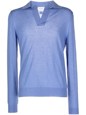 Salvatore Ferragamo monogram-pattern semi-sheer sweater - Blue