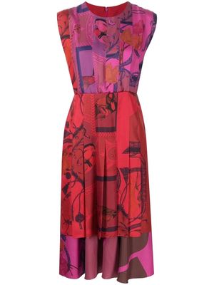 Salvatore Ferragamo patterned silk midi dress - Red