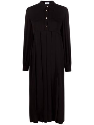 Salvatore Ferragamo pleated-skirt silk shirt dress - Black